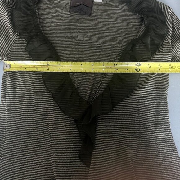 Guinevere Womens Ruffle Trim Striped Cardigan Sweater Jacket Size S - Picture 16 of 16